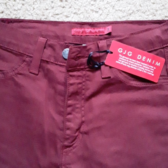 High Waist Burgundy Skinny Pants Size 1-13 - Picture 2 of 3